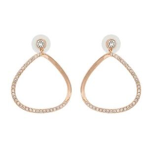Swarovski Gaya Pierced Earrings Rose Gold-tone Tear Drops Excellent Condition